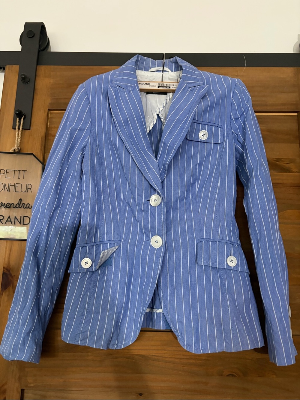 Bogner Blue Pinstripe Tailored Blazer